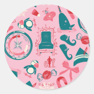 Elf Holiday Framed Icon Pattern Classic Round Sticker
