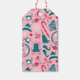 Elf Holiday Framed Icon Pattern Gift Tags