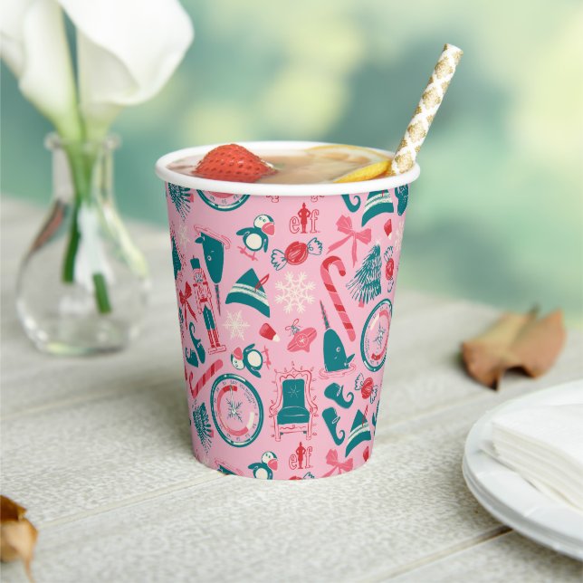 Elf Holiday Framed Icon Pattern Paper Cups (Insitu)
