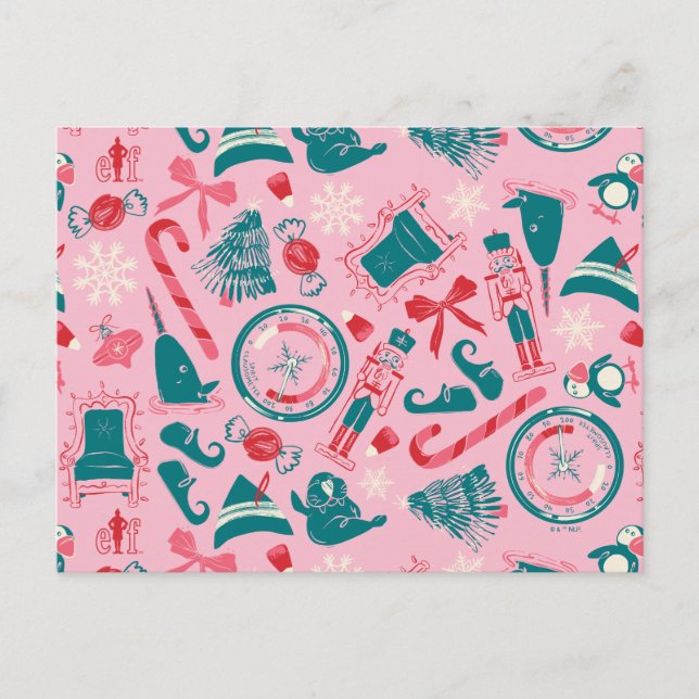 Elf Holiday Framed Icon Pattern Postcard (Front)