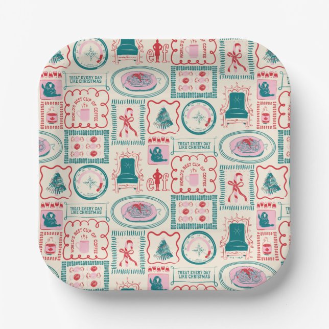 Elf Holiday Icon Pattern Paper Plate (Front)