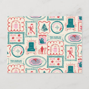 Elf Holiday Icon Pattern Postcard
