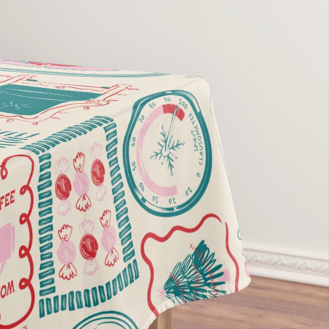 Elf Holiday Icon Pattern Tablecloth (In Situ)