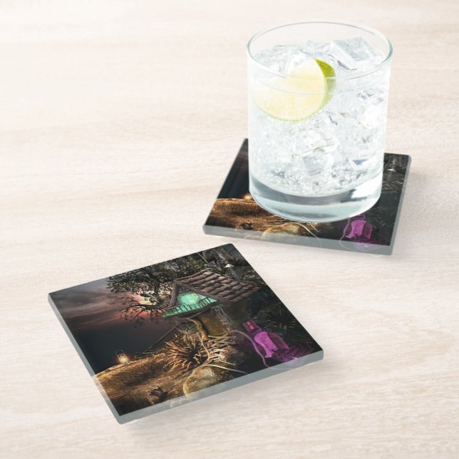 Elf House Glass Coaster (Angled)