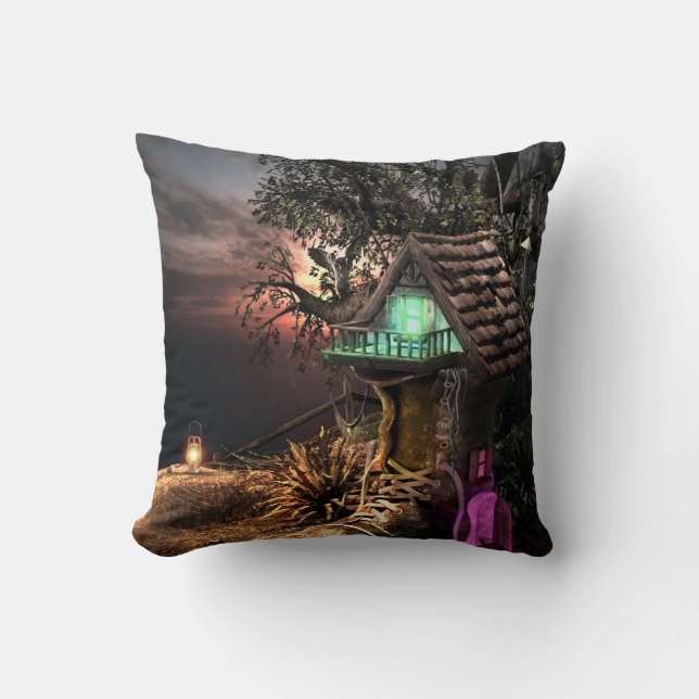Elf House Throw Pillow (Front)
