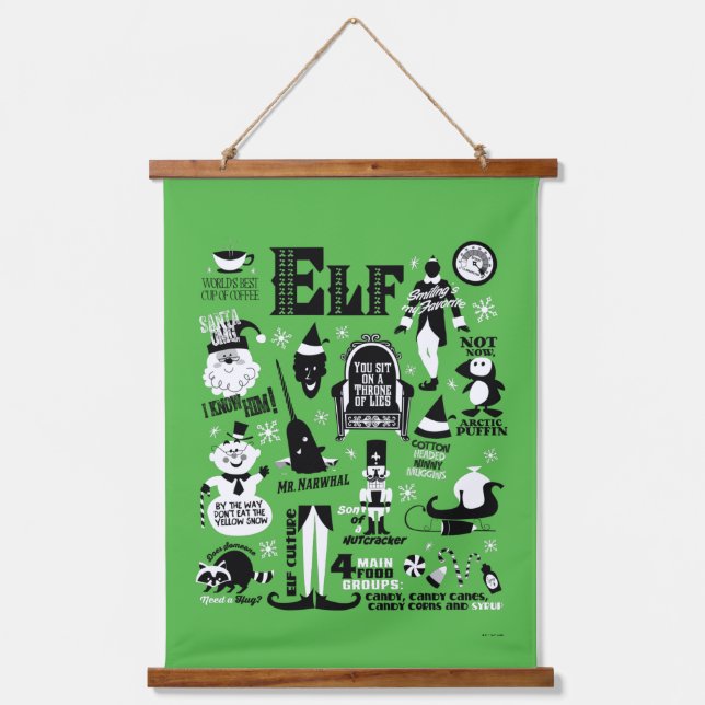 Elf Icons and Movie Quotes Hanging Tapestry (Front)
