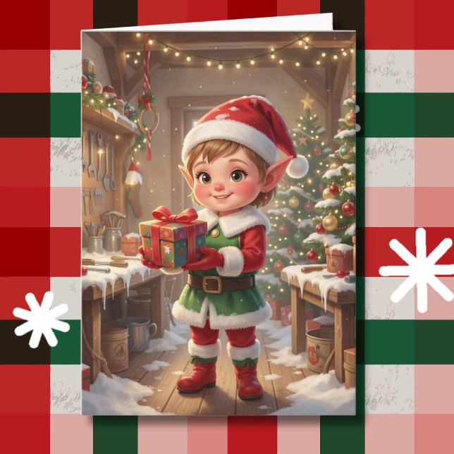 Elf in Santa's Workshop | Personalized Christmas Card (Creator Uploaded)