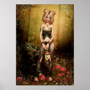 Elf in the Woods Fantasy Artwork Poster