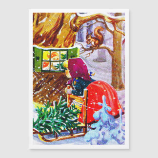 Elf in the Woods Vintage Christmas Holiday Card