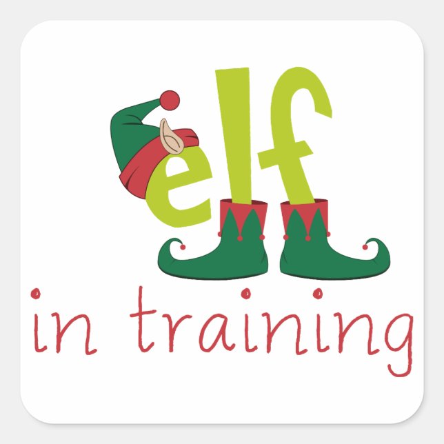 Elf In Training Square Sticker (Front)