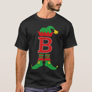 Elf Initial B Matching Family Group Christmas Holi T-Shirt