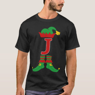 Elf Initial J Matching Family Group Christmas Holi T-Shirt