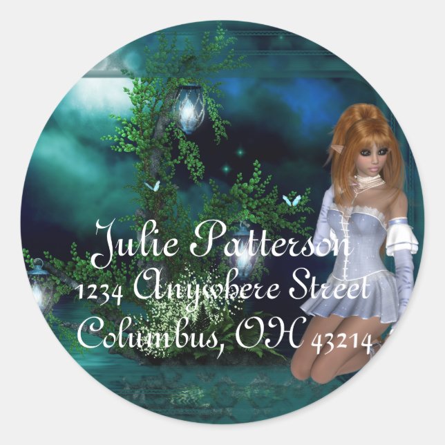 Elf Island Fantasy Return Address Labels Stickers (Front)