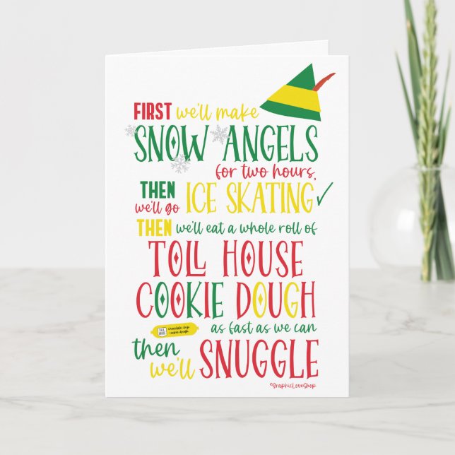 Elf Itinerary Christmas Card © GraphicLoveShop (Front)