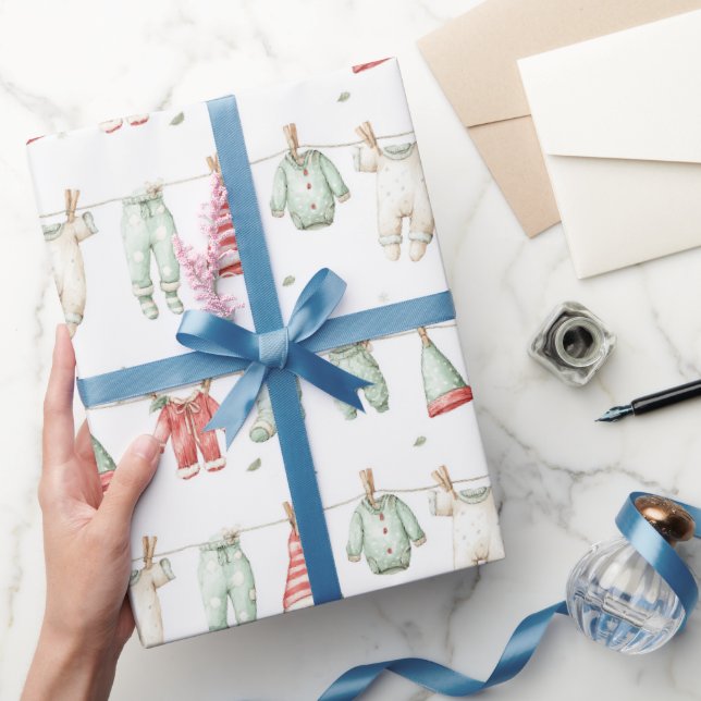 Elf Laundry Pattern  Wrapping Paper (Gifting)