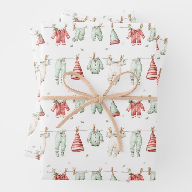 Elf Laundry Pattern  Wrapping Paper Sheet (In situ)