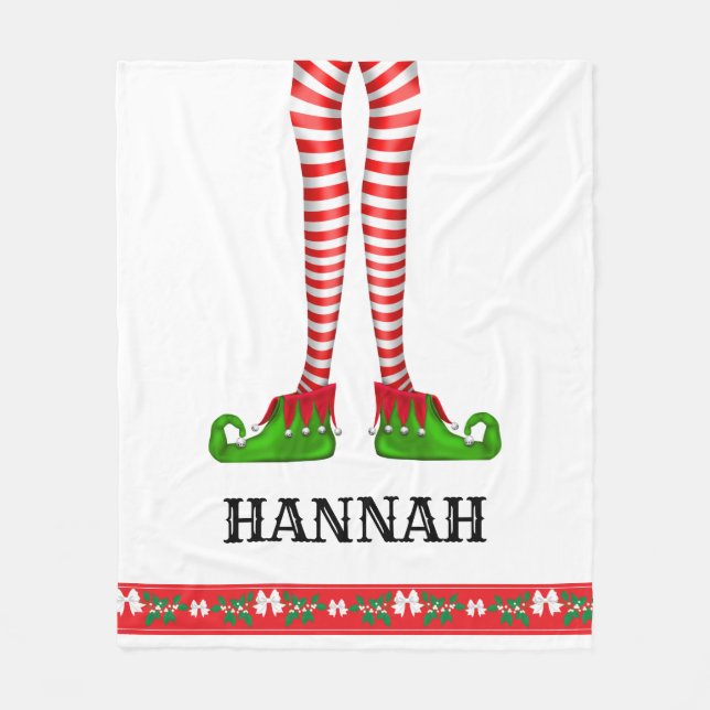 Elf Leg Child's Personalized Christmas Blanket (Front)