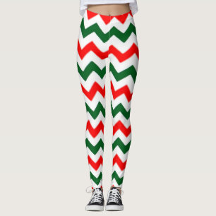 ELF LEGGINGS CHEVRON MOTIF ROUGE ET VERT