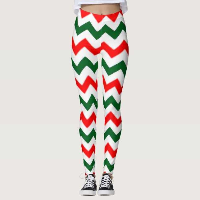 ELF LEGGINGS CHEVRON MOTIF ROUGE ET VERT (Devant)