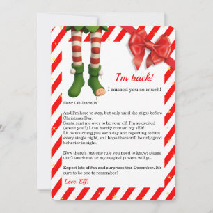 Elf Letter “I’m Back” Funny North Pole Arrival Holiday Card