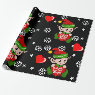Elf Love Gift Wrap Personalized