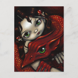 "Elf Maiden and Her Dragon" Postcard