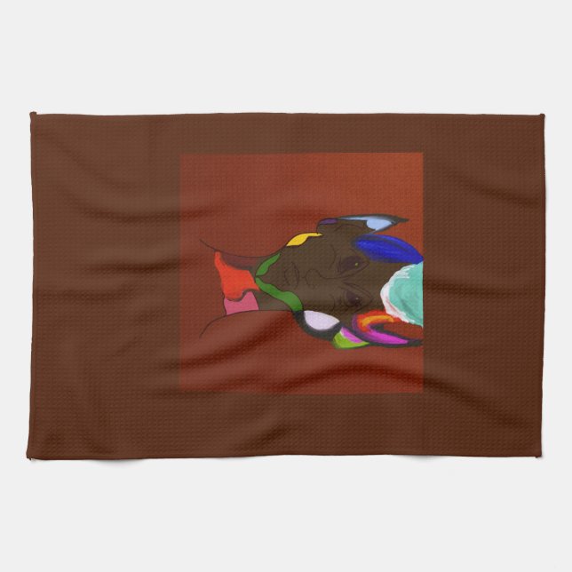 Elf Map Art Kitchen Towel (Horizontal)