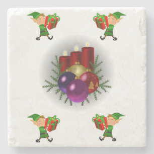 Elf Marble Stone Coaster Christmas