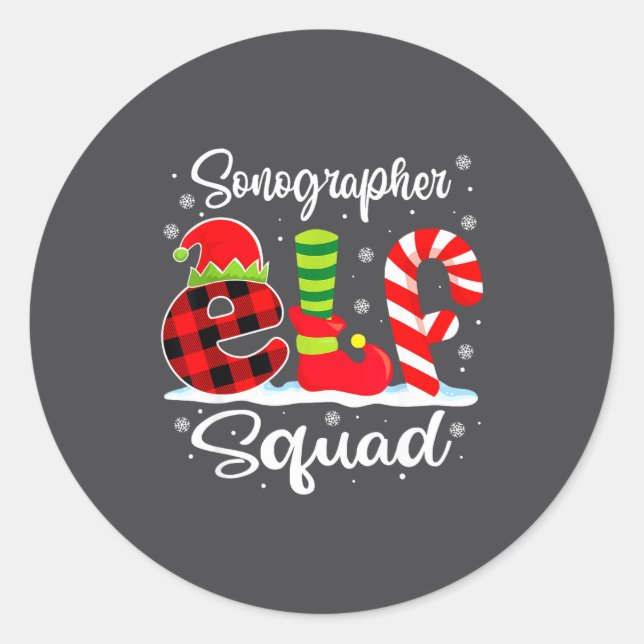 Elf mas Squad X Sonographer Matching Classic Round Sticker (Front)