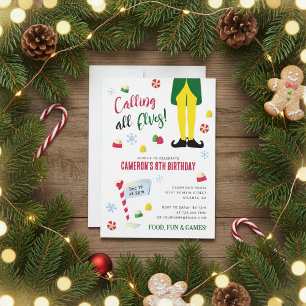 Elf Movie Kids Winter Birthday Invitation