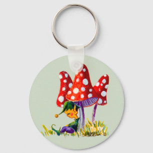 ELF & MUSHROOMS by SHARON SHARPE Keychain