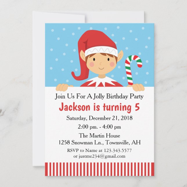 Elf Noël Anniversaire Fête Invitation (Devant)
