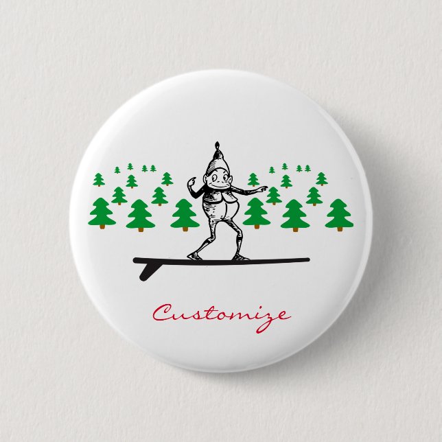 Elf on a Surfboard Thunder_Cove 2 Inch Round Button (Front)