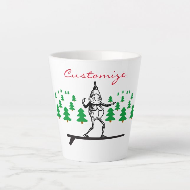 Elf on a Surfboard Thunder_Cove Latte Mug (Front)