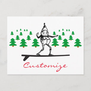 Elf on a Surfboard Thunder_Cove Postcard