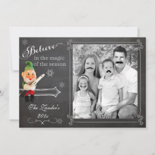 Elf on Shelf    Moustache Holiday Photo Card