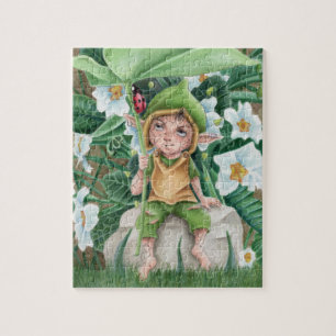 Elf Pixie And Ladybird Watercolour Jigsaw Puzzle