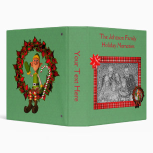 Elf Poinsettia Wreath Christmas Personalized Binder