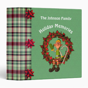 Elf Poinsettia Wreath Holiday Personalized Photo  Binder