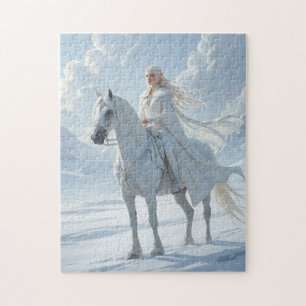 Elf Queen on Majestic White Horse Jigsaw Puzzle