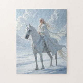 Elf Queen on Majestic White Horse Jigsaw Puzzle