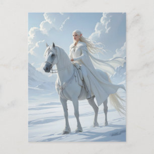 Elf Queen Riding a Majestic White Horse Postcard
