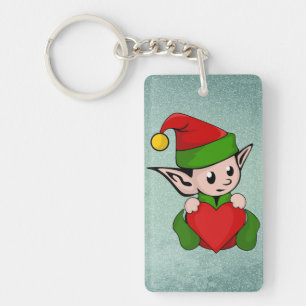 Elf red heart keychain