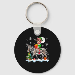 Elf Riding Christmas Tree Colorful Lights Lover Ki Keychain