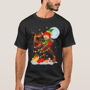 ELF Riding Rex Reindeer Christmas Lights ELF Rex L T-Shirt