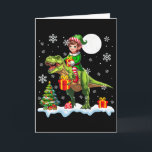 Elf Riding T-rex Christmas Tree Colorful Lights Lo Card<br><div class="desc">Elf Riding T-rex Christmas Tree Colorful Lights Lover Kids</div>