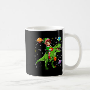 Elf Riding T-rex Colorful Christmas Boxes Space Pl Coffee Mug