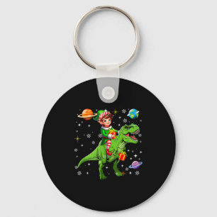 Elf Riding T-rex Colorful Christmas Boxes Space Pl Keychain