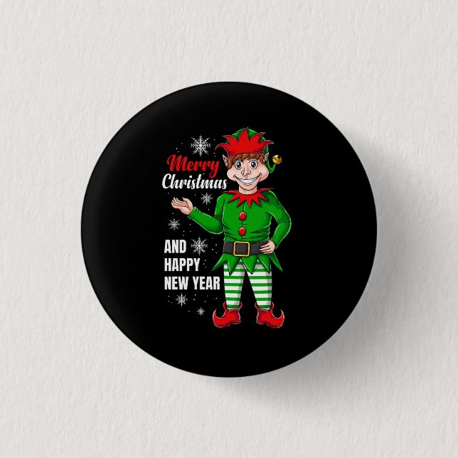 elf santa character 1 inch round button (Front)