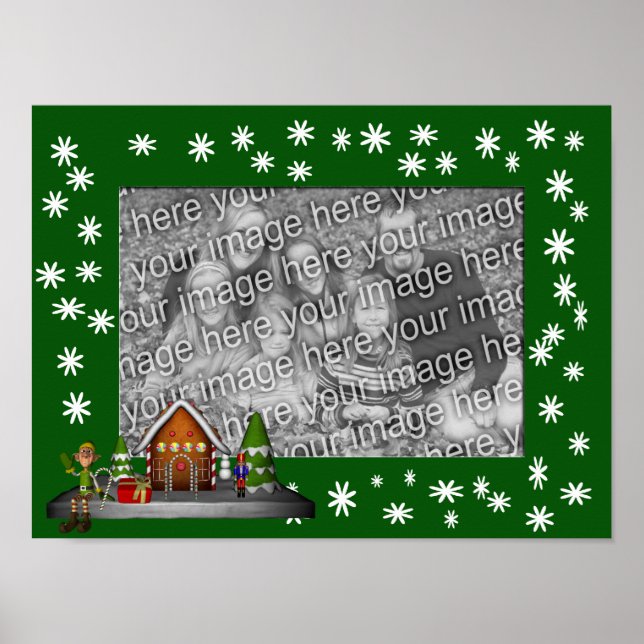 Elf Scene Holiday Frame Create Your Own Photo  Poster (Front)